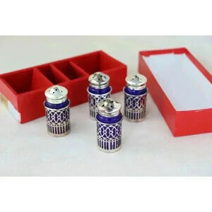 Ebeling & Ruess silver/cobalt blue salt/pepper‎ shaker set Tableware kitchenware